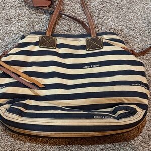 Dooney & Bourke Black and Tan Striped Tote